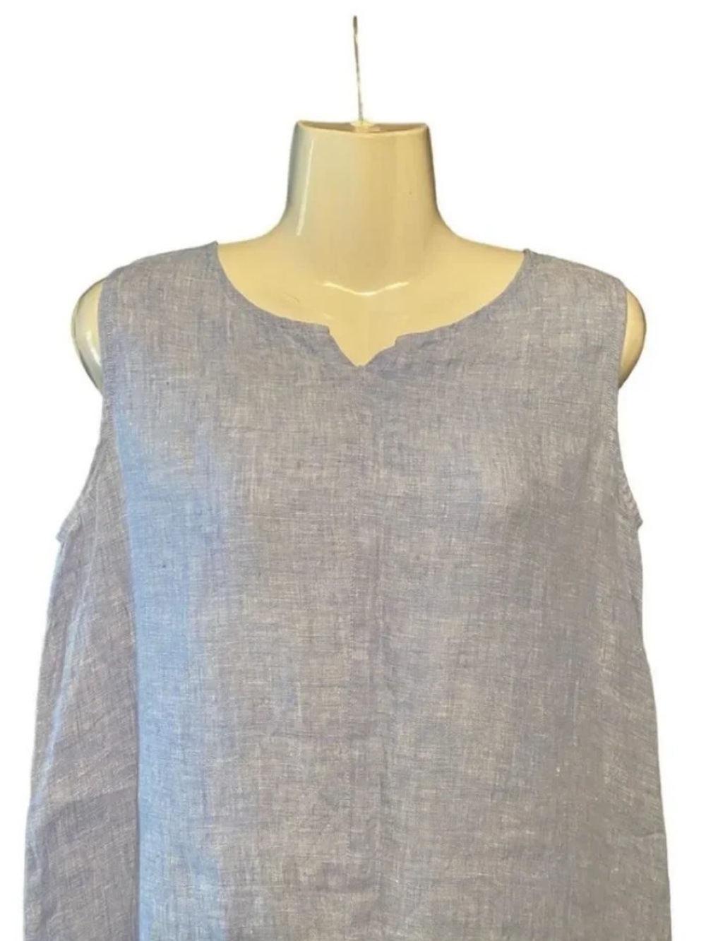 UNQ Linen Sleeveless Drop Waist Baby Doll - Picture 2 of 8